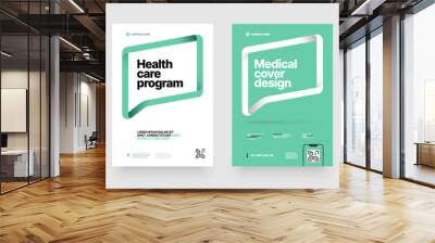 A medical cover design for a health care program featuring with text frame. Font and paper product used for message. Wall mural