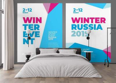 Layout poster template design for winter sport event, tournament or championship. 2019 trend. Wall mural