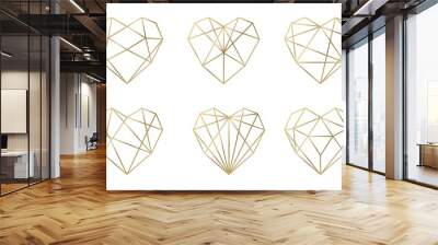 Luxury vector collection of polygonal hearts. Invitation template. Set geometric shape. Wall mural