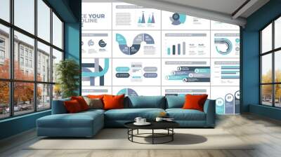 Presentation Template design. Business data graphs. Vector financial and marketing charts. Wall mural