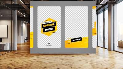 Stories template set for banner sale, presentation, flyer, poster, invitation. Screen backdrop for mobile app. Instagram story mockup. Wall mural