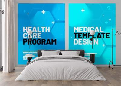 Template design with abstract background for medical layout. Vector design A4 size for poster, flyer or cover. Wall mural