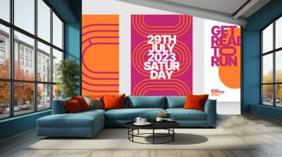 Vector layout template design for run, championship or any sports event. Poster design with abstract running track on stadium with lane. Wall mural