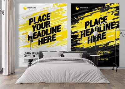 Yellow Flyer design sports invitation template. Can be adapt to Brochure, Annual Report, Magazine, Poster. Wall mural