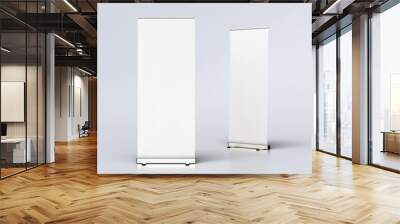 blank roll up banner display stands on white Wall mural