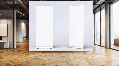 blank roll up banner display stands on white Wall mural