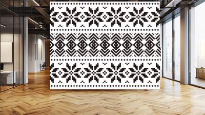 Geometric Christmas Ethnic pattern on white background. Ornament. Border. Seamless sample. It can be used as a background. Vector illustration Wall mural