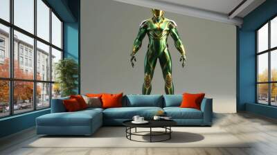 Green Seapunk Superhero Costume With Gold Wall mural