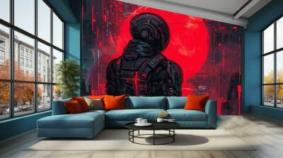 Illustration cyberpunk video game character Wall mural