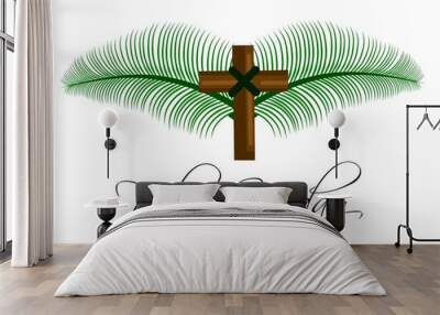 illustration of a cross, Palm Sunday. Wall mural