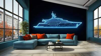 luxury cruise ship hologram on black background Wall mural