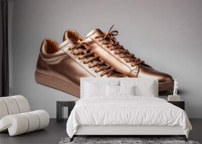 modern sports shoes, bronze sneakers isolated on white background. Wall mural