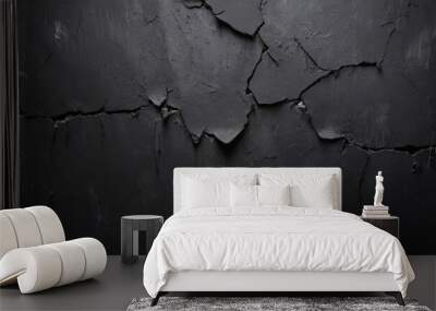 old cracked black wall with texture as background Wall mural