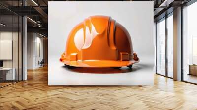 orange hard hat. construction helmet isolated on white background. Wall mural