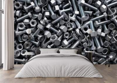 top view of nuts and bolts with texture as background Wall mural