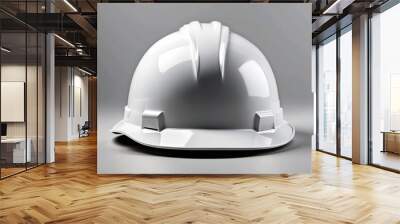 white hard hat. construction helmet isolated on white background. Wall mural