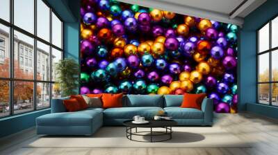 Mardi gras beads background Wall mural