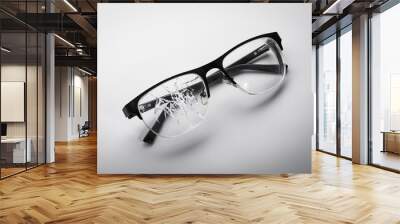 broken glasses on a white background Wall mural