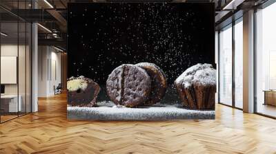 Chocolate cake, cupcake and sweet cookies Wall mural