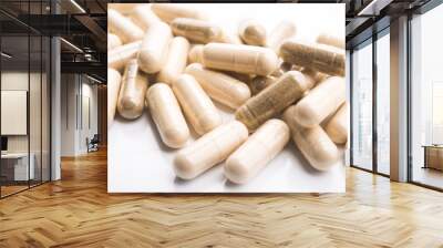 Medical herbal capsules isolated Wall mural