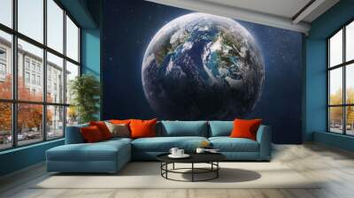 Earth planet globe in outer space. Orbit and atmosphere. Blue marble. Elements of this image furnished by NASA Wall mural