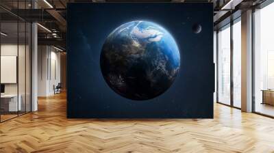 Earth planet in dark outer space on background. High resolution sci-fi wallpaper. Elements of this image furnished by NASA
 Wall mural