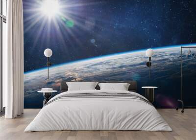 Earth surface view from orbit in space. Blue planet. Elements of this image furnished by NASA Wall mural