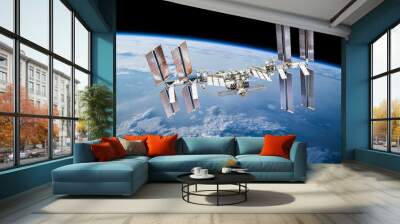 ISS station on orbit of the Earth planet. Elements of this image furnished by NASA Wall mural