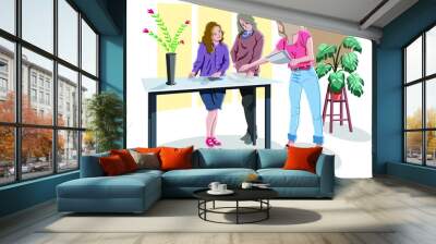 Group of woman meeting and disscusing creative idea Wall mural