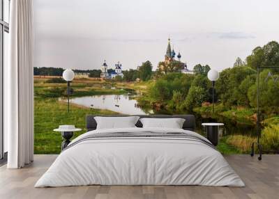 evening landscape Russian village churches Wall mural