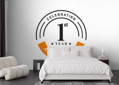 1st year anniversary logo design vector template Wall mural