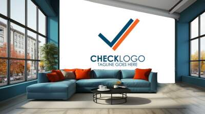 Check mark logo icon design template Wall mural