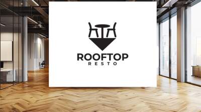 Rooftop restaurant cafe logo design Wall mural