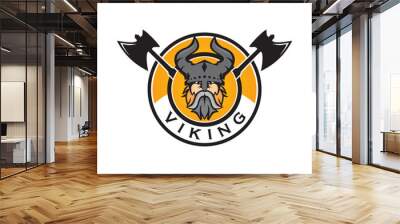 Viking emblem logo design template Wall mural