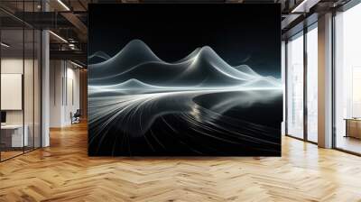 An abstract wallpaper portraying an illuminated traffic flow against a black background captures the dynamic energy of city movement, forming a contemporary urban composition. Illustration Wall mural