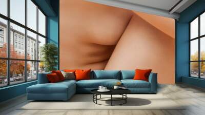 Part of a naked female body close-up. Body-positivity, self-love, acceptance. Concept of femininity and body care Wall mural