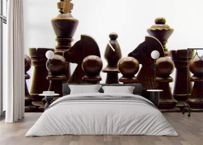 Chess - Strategy and tactics game - Set of pieces and checkerboard (King - Queen - Bishop - Knight - Rook - Pawn)	 Wall mural