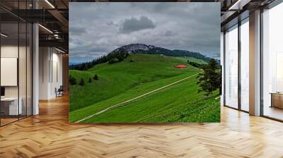 Le Suchet, Switzerland - May 2022 : Hiking to the Suchet mountain (1587 m) in the Swiss Jura Mountains
 Wall mural