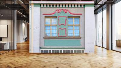 Europe, two windows on colorful vintage building facade Wall mural