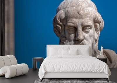 Plato, the ancient Greek philosopher and thinker on blue sky background, space for your text. Wall mural