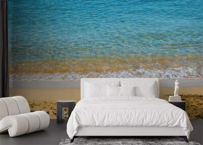 Beautiful sandy beach - amazing blue water - empty beach Wall mural