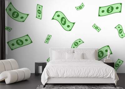 Falling dollars money border flat illustration  Wall mural