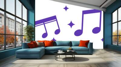 Flat border divider purple music clef key notes illustration Wall mural