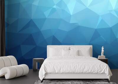 A sleek, abstract background featuring a geometric pattern of blue triangles. Ideal for modern designs, technology themes, or as a subtle backdrop for various creative projects. Wall mural