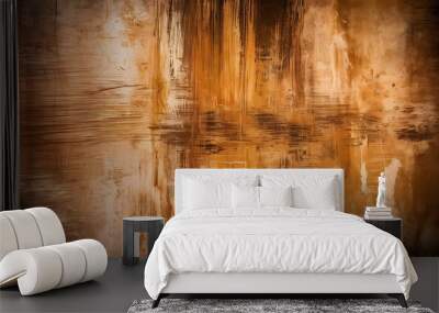 Abstract texture background with golden brown hues and distressed strokes, perfect for adding a rustic and vintage touch to your design projects. Ideal for wallpapers, art, and creative materials. Wall mural