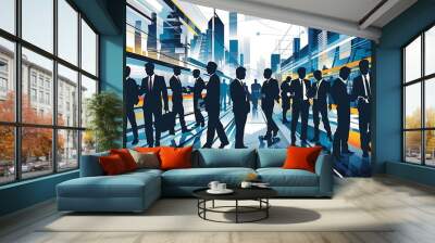 Diverse business team in city, partnership Wall mural