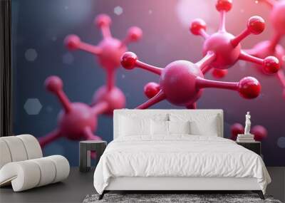 Molecular DNA structure abstract background. Molecule model, chemical formula. Medical, science and technology concept Wall mural