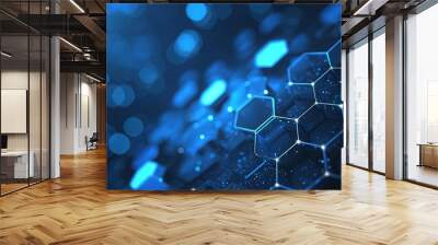 Abstract blue technology hexagonal background Wall mural