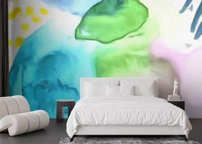 Abstract minimalistic watercolor design background. Colorful acrylic texture pattern in bright colors with wet effect. Elegant water paint on paper. Beautiful dreamy wallpaper. Wall mural