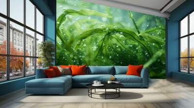 algae spirulina seaweed plant underwater shot closeup background Wall mural